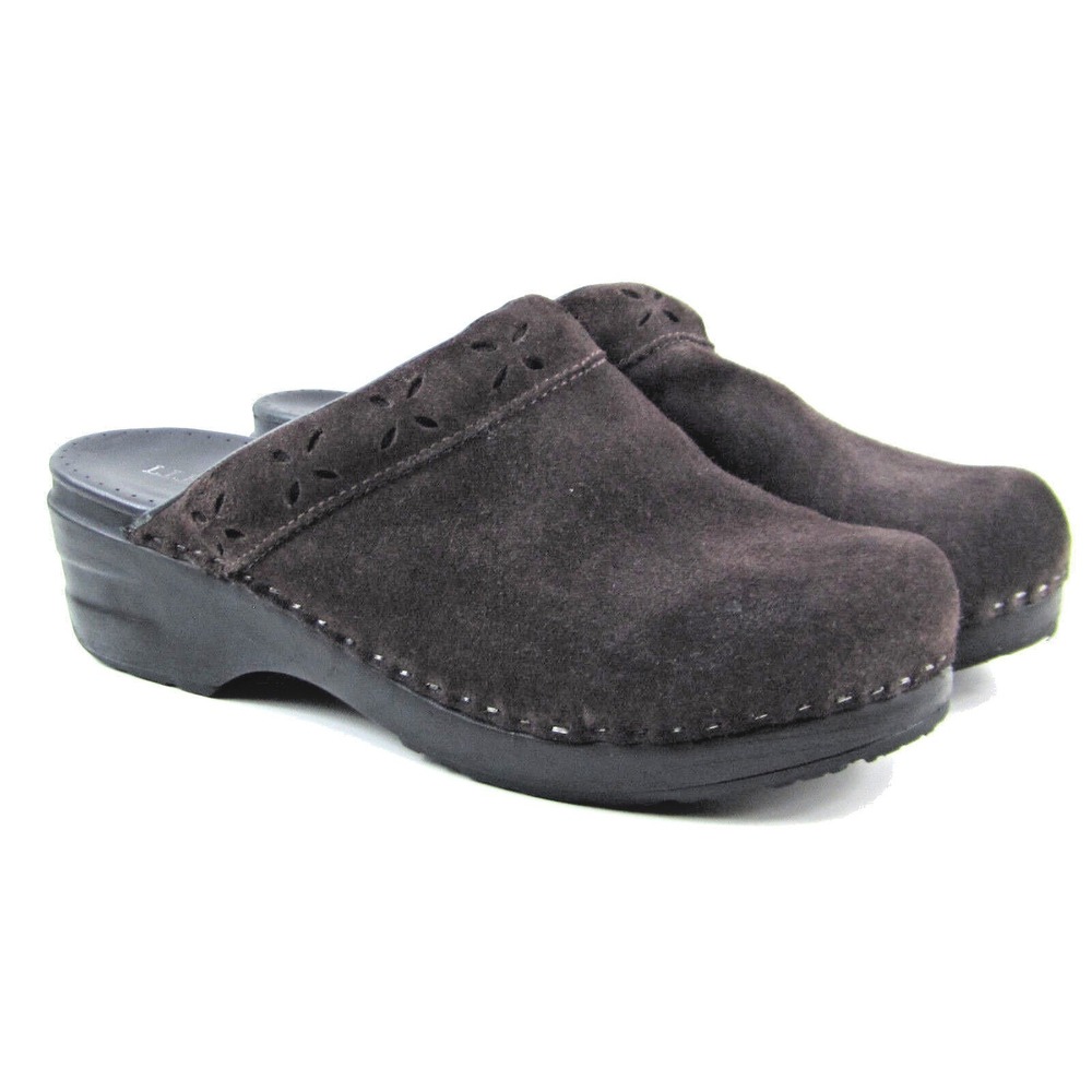 LL Bean Womens Brown‎ Suede Slip On Comfort Clog Mules Size 11 M